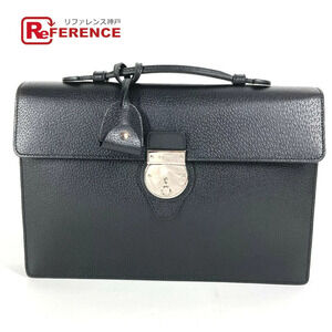 GUCCI Logo Business Bag Briefcase Handbag Leather Black